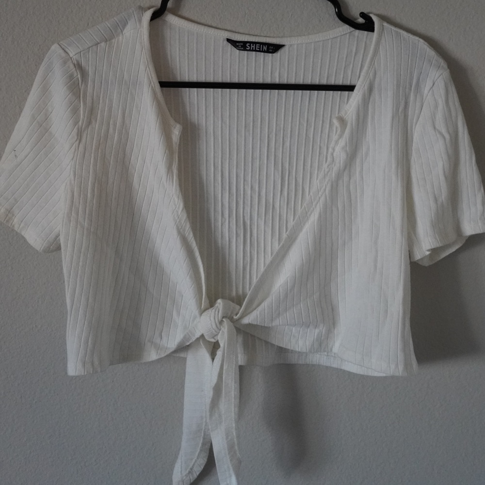 ADD ON FOR $1 Tie cream colored crop top